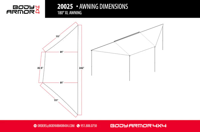 SKY RIDGE 180XL Awning with Mounting Brackets - Rooftop Ritz