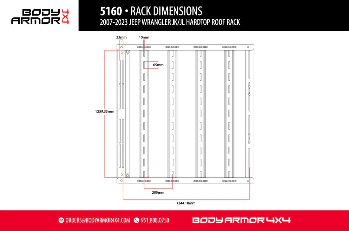 BODY ARMOR 4X4 2007-2024 Jeep Wrangler JK/JL Hardtop Roof Rack - Rooftop Ritz