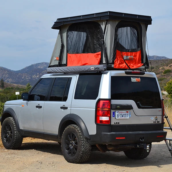 Badass Tents 2005-2016 Land Rover LR3  LR4  Discovery 3  Discovery 4 CONVOY Rooftop Tent Open w Ladder Rear