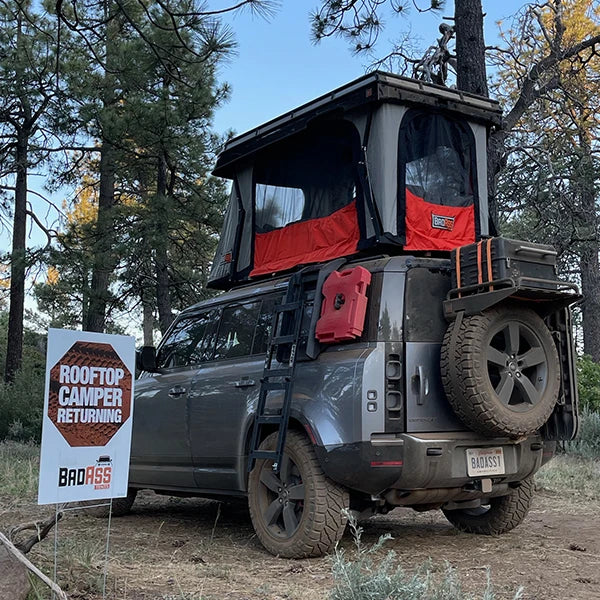 Badass Tents 2020-24 Land Rover NEW Defender 110 CONVOY Rooftop Tent Action Shot Rear