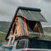 Badass Tents RUGGED Rooftop Tent (Universal Fit) w Top Crossbars Action Shot Closeup