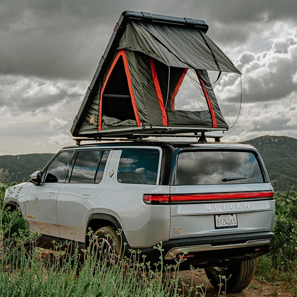 Badass Tents RUGGED Rooftop Tent (Universal Fit) w Top Crossbars Open Side 1