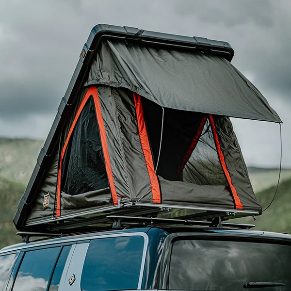 Badass Tents RUGGED Rooftop Tent (Universal Fit) w Top Crossbars Open Side 2