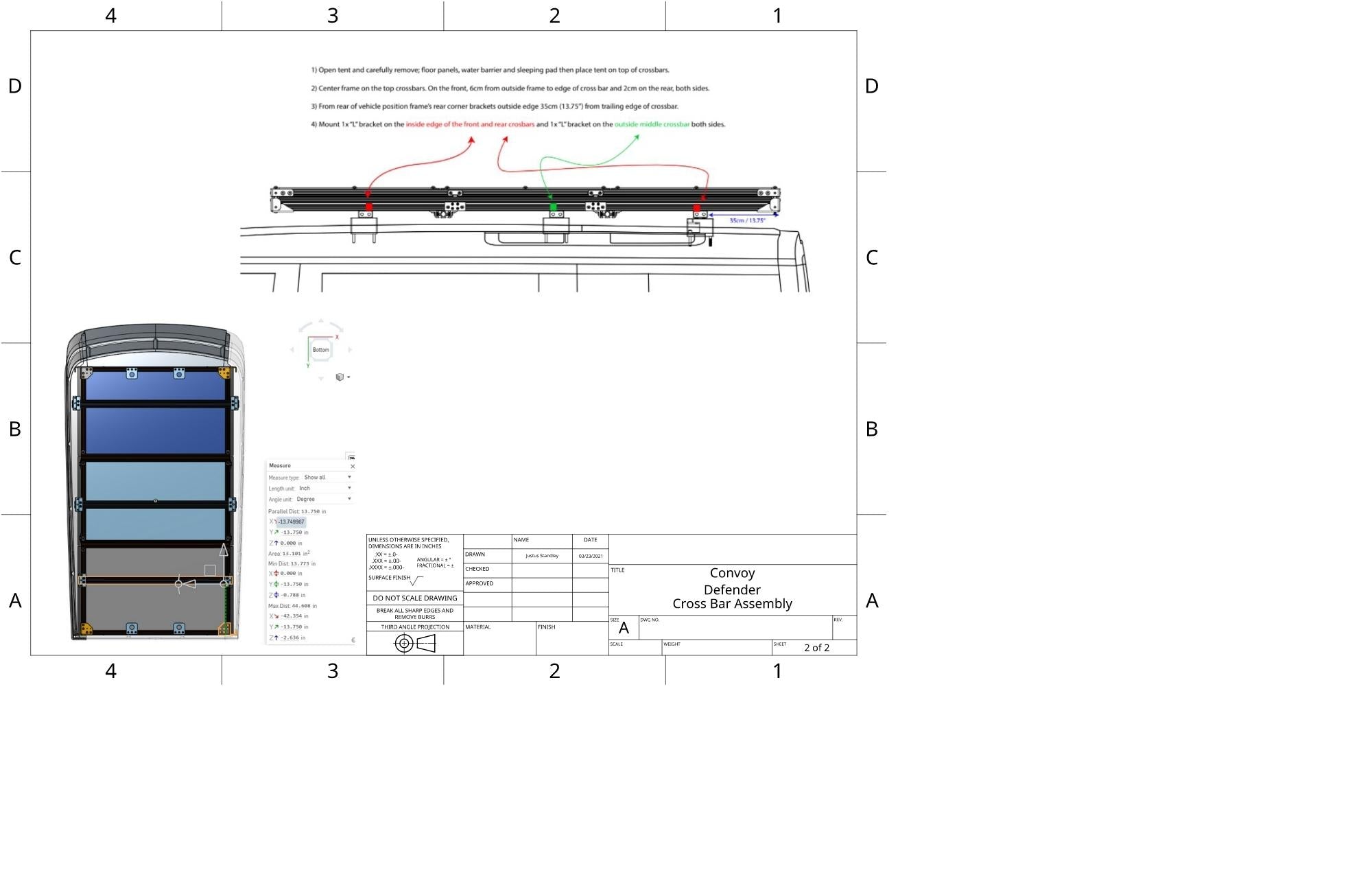 Land Rover Defender 90/110 20-22 - Low Profile Cross Bar Kit (w/standoffs) - Rooftop Ritz