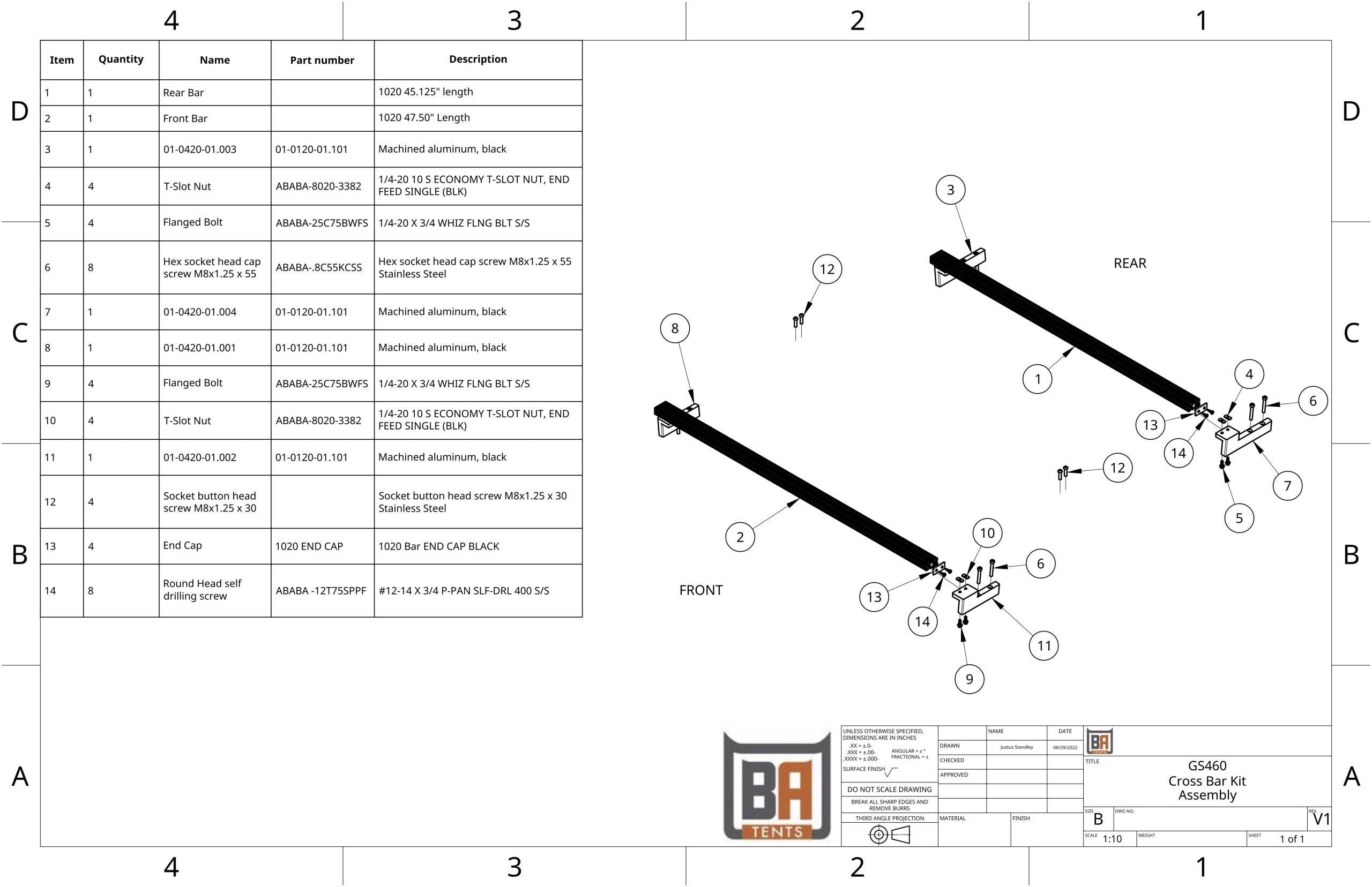 Lexus_GX460_470_Low_Mount_Roof_Rail_Crossbar_System_Assembly_Drawing