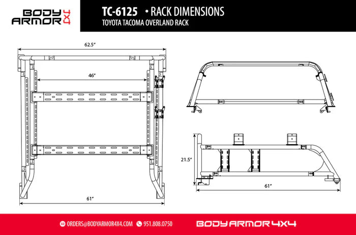 BODY ARMOR 4X4 2016-2023 Toyota Tacoma Overland Rack - Rooftop Ritz