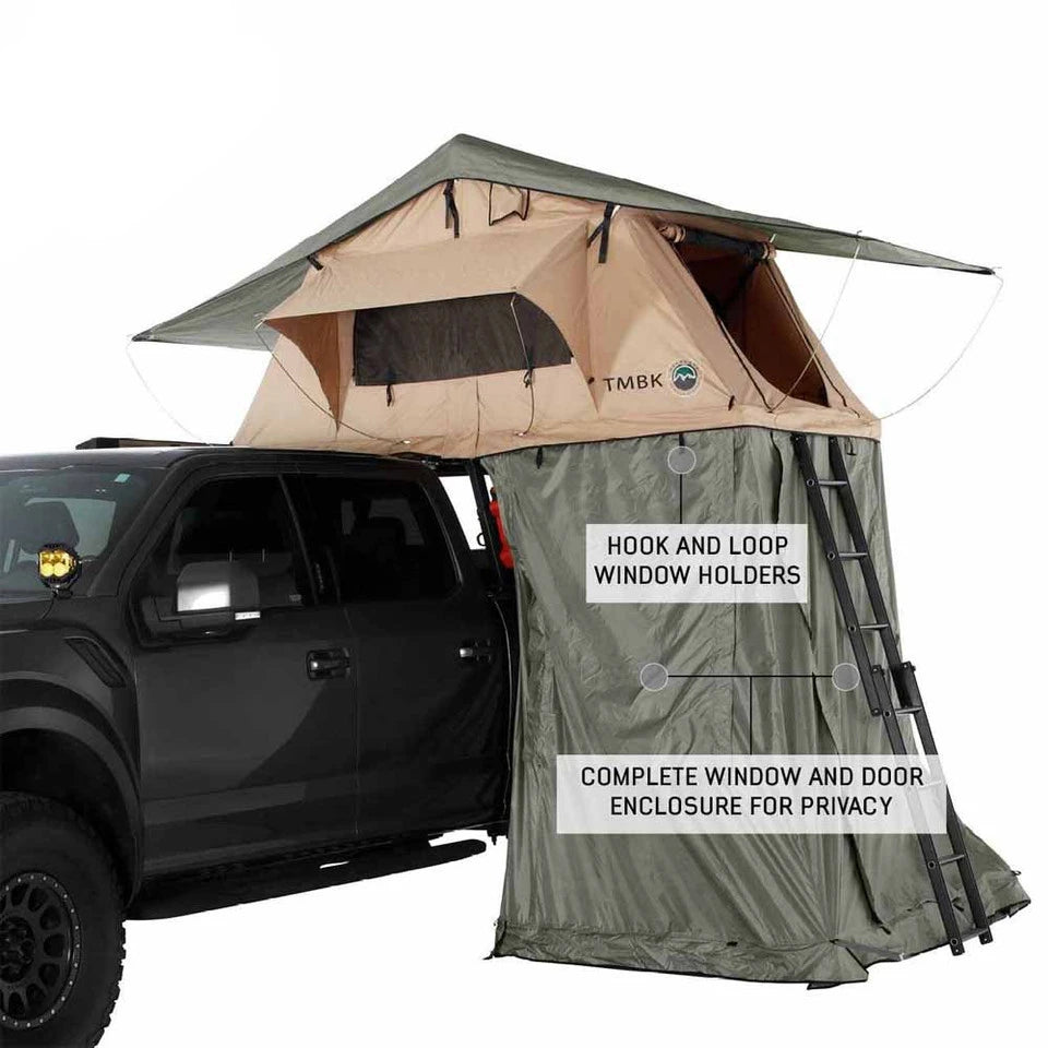 TMBK-Roof-Top-Tent-Annex-Green-Base-With-Black-Floor-Travel-Cover-closed-windows-doors
