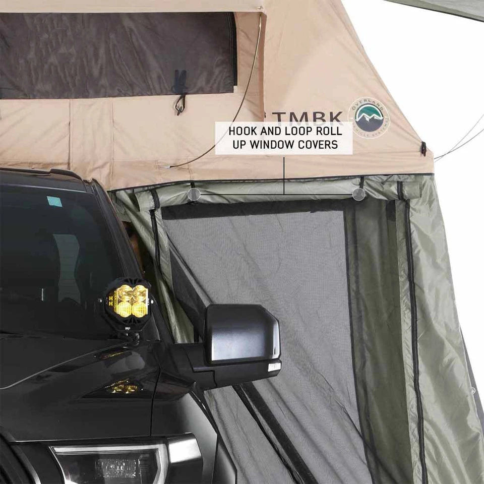 TMBK-Roof-Top-Tent-Annex-Green-Base-With-Black-Floor-Travel-Cover-window-rolled