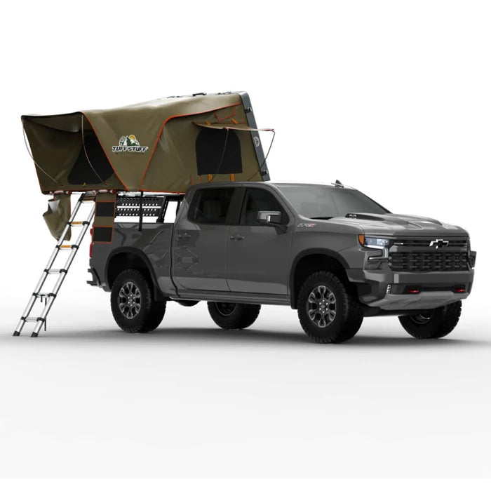 TUFF STUFF OVERLAND Alpha Hardshell Rooftop Tent, ABS, 2-3 Person Open w Ladder