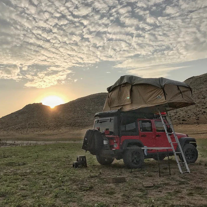 TUFF STUFF OVERLAND Ranger Roof Top Tent Action Rear