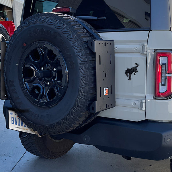 BA Tents Rear Tire Side Mounting Platform for Recovery Boards or Rototpax and Highlift Jack, Assembly Complete with Strap - Rooftop Ritz