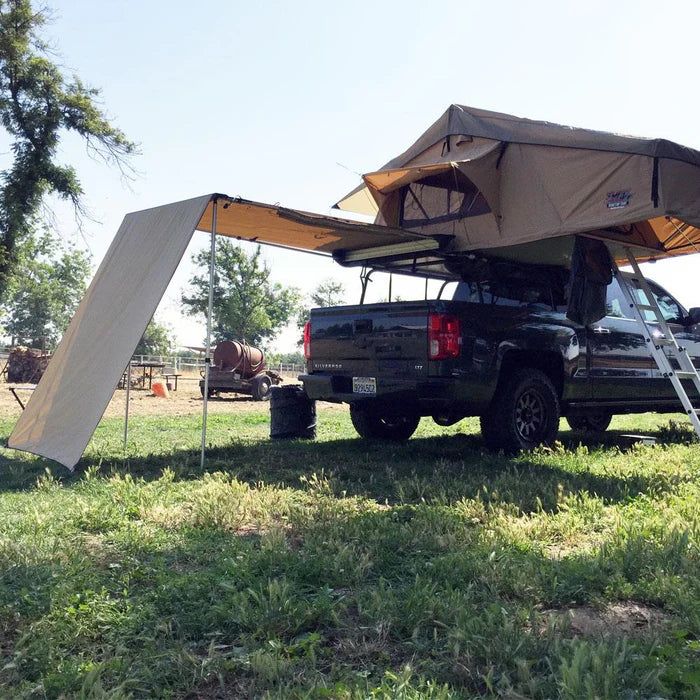 TUFF STUFF OVERLAND Truck Or Car Awning Shade Wall, 4.5X6 FEET, Poly-Cotton Ripstop Fabric, Tan - Rooftop Ritz