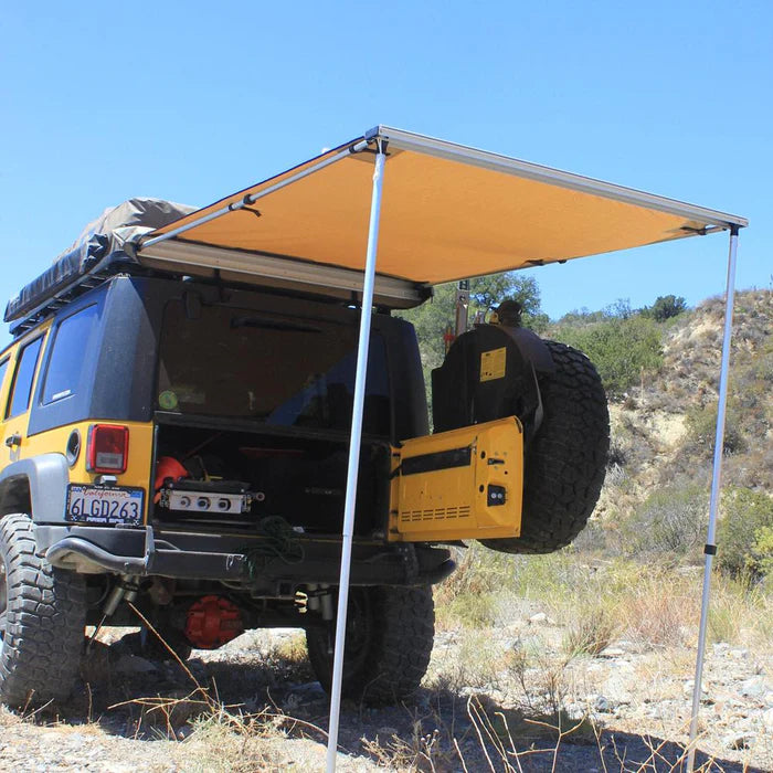 TUFF STUFF OVERLAND Truck Or Car Awning, 4.5X6 FEET, Poly-Cotton Ripstop Fabric, Tan - Rooftop Ritz